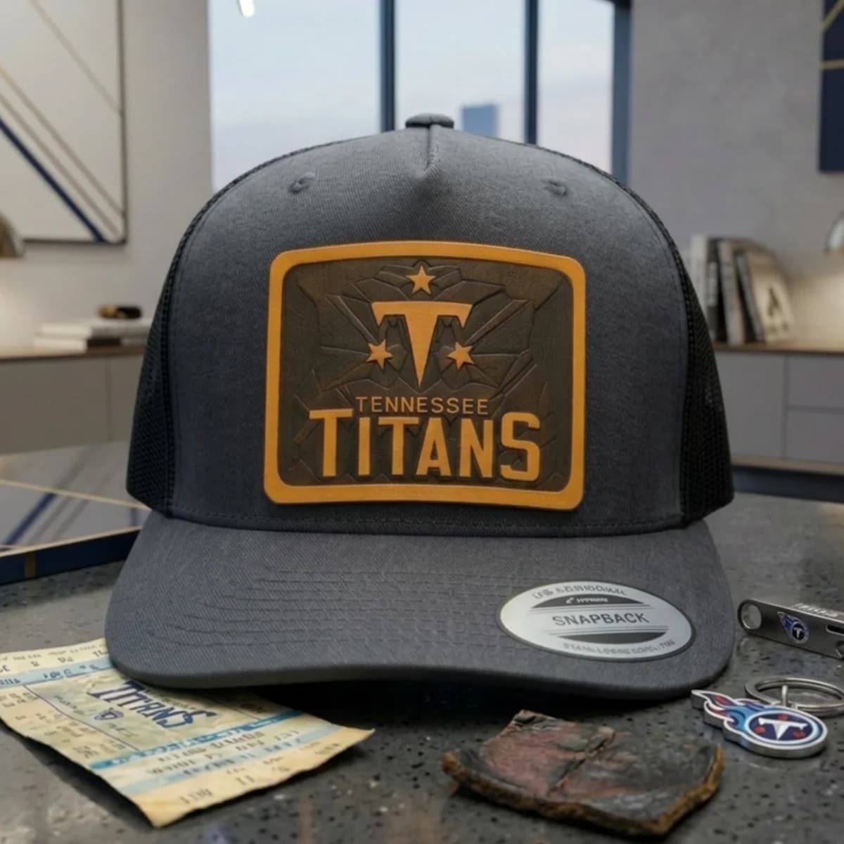 Custom Leatherette Patch Titans Snapback